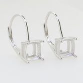 Sterling Silver Semi Mount Earrings Setting Cushion CU 7x7mm Leverback - Syzjewelry
